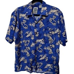 Ocean Current Bright Blue Hawaiian Short Sleeve Button Down Top Size Medium
